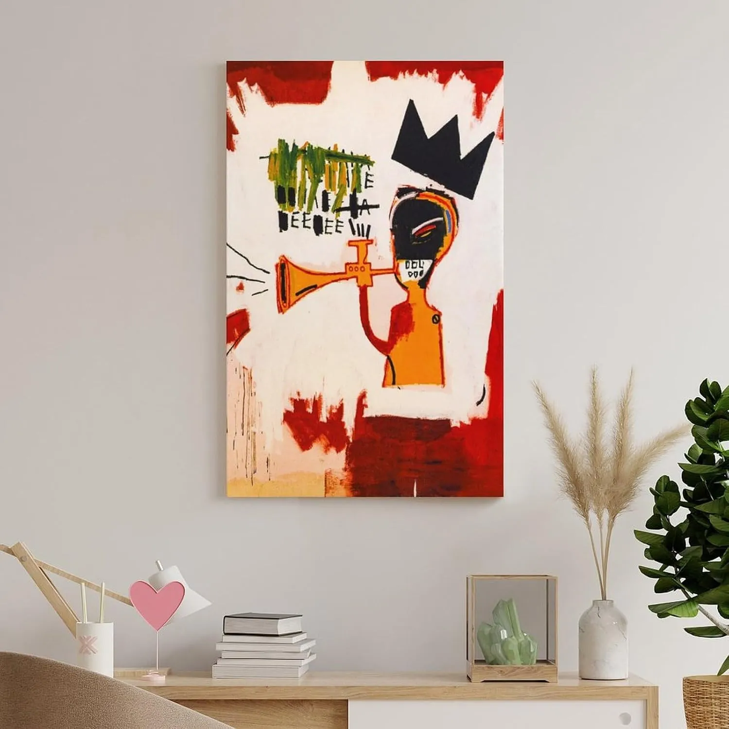 LINYISHU Jean-Michel Basquiat Poster Graffiti Street Trumpet Wall Art Poster Canvas Printing Decorative Painting; Unframe; 24x36inch(60x90cm)