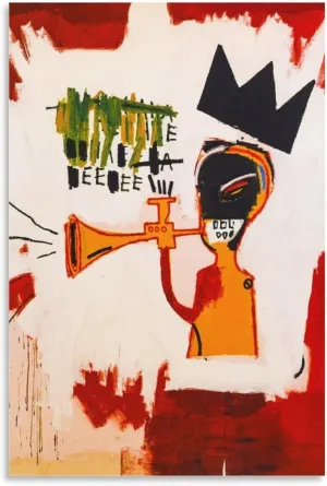 LINYISHU Jean-Michel Basquiat Poster Graffiti Street Trumpet Wall Art Poster Canvas Printing Decorative Painting; Unframe; 24x36inch(60x90cm)
