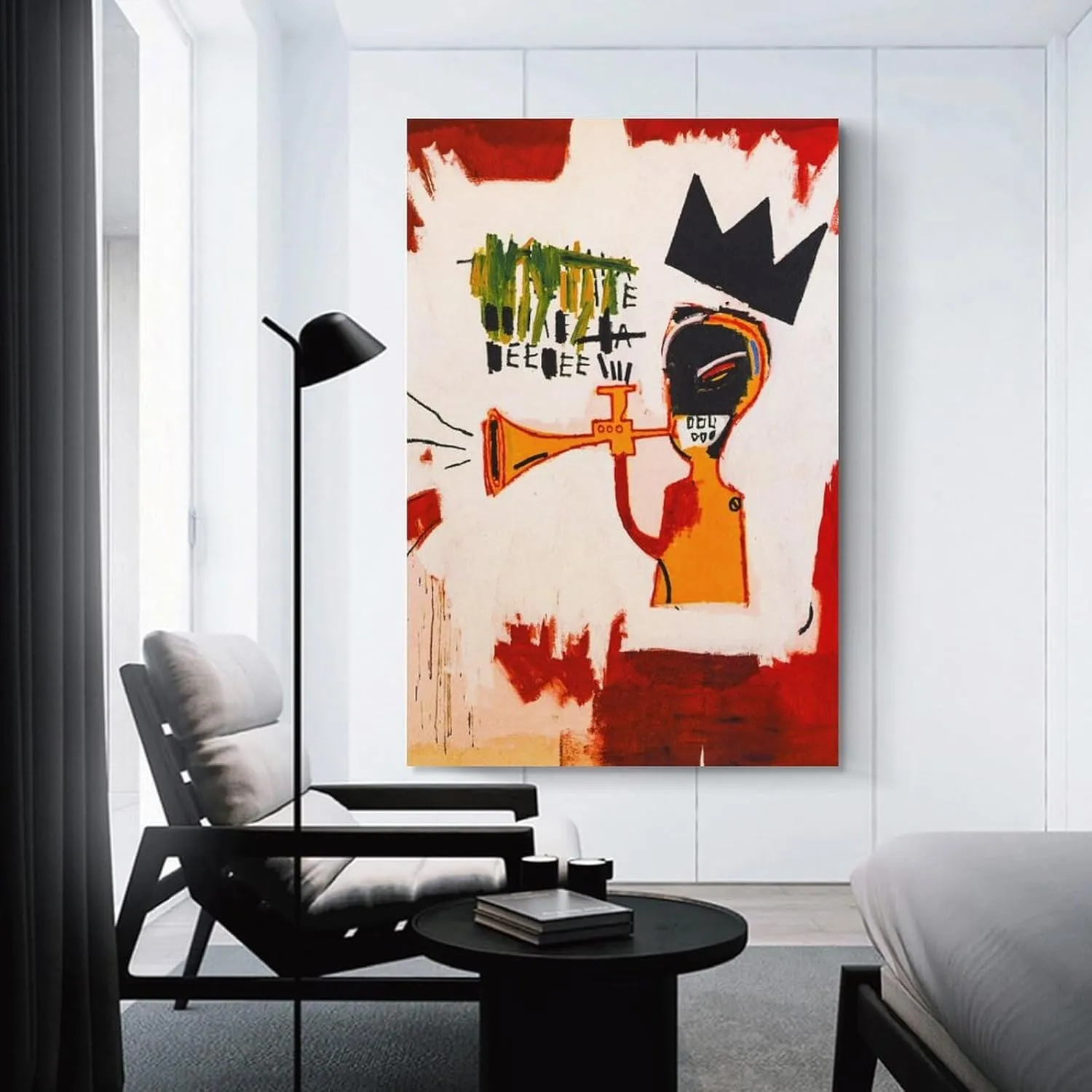 LINYISHU Jean-Michel Basquiat Poster Graffiti Street Trumpet Wall Art Poster Canvas Printing Decorative Painting; Unframe; 24x36inch(60x90cm)