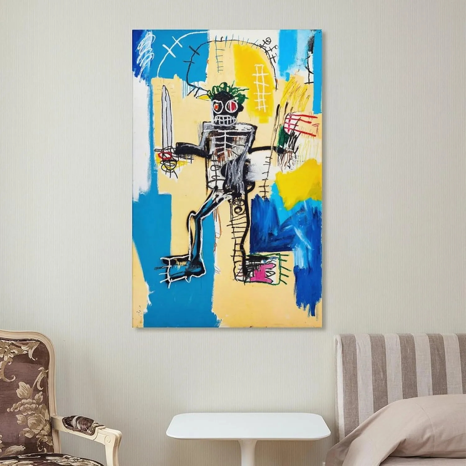 LINYISHU Jean-Michel Basquiat Poster Graffiti Street Warrior Wall Art Poster Canvas Printing Decorative Painting; Unframe; 24x36inch(60x90cm)