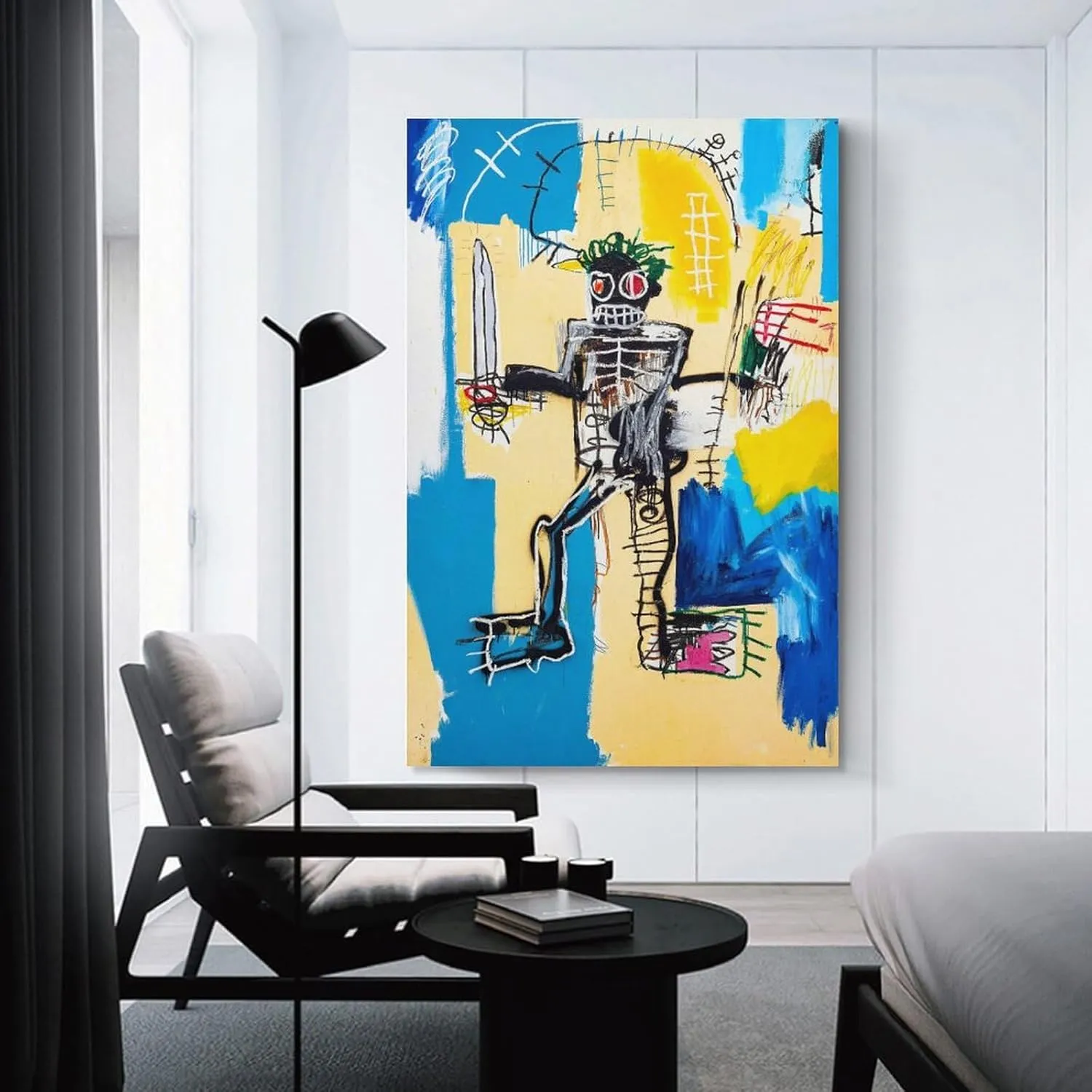 LINYISHU Jean-Michel Basquiat Poster Graffiti Street Warrior Wall Art Poster Canvas Printing Decorative Painting; Unframe; 24x36inch(60x90cm)