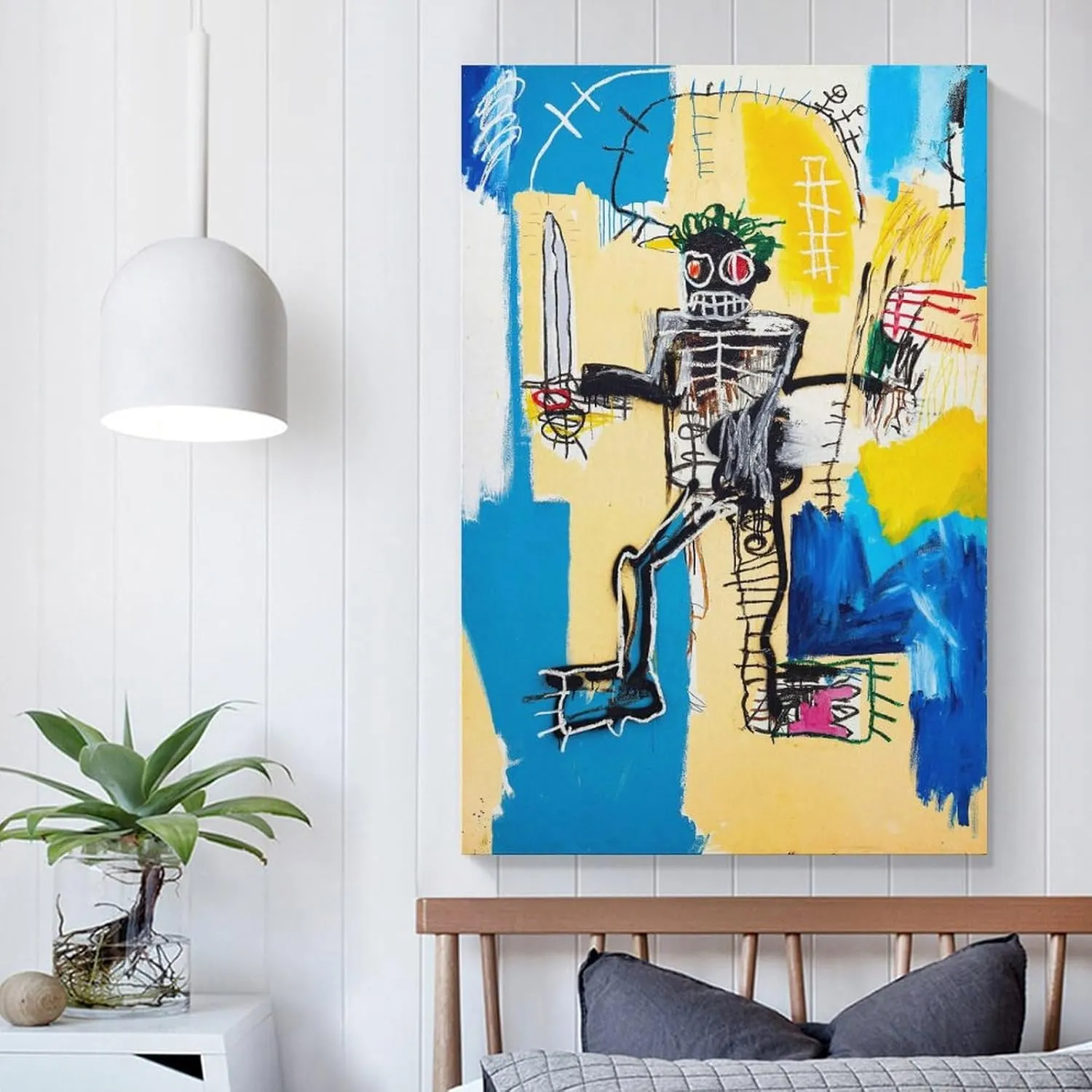LINYISHU Jean-Michel Basquiat Poster Graffiti Street Warrior Wall Art Poster Canvas Printing Decorative Painting; Unframe; 24x36inch(60x90cm)