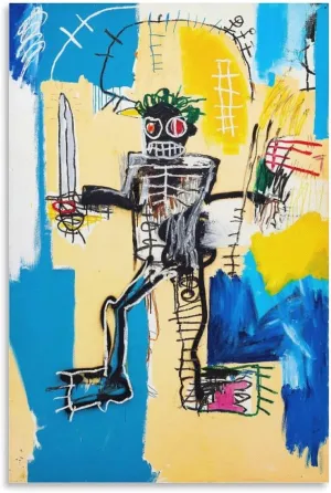 LINYISHU Jean-Michel Basquiat Poster Graffiti Street Warrior Wall Art Poster Canvas Printing Decorative Painting; Unframe; 24x36inch(60x90cm)