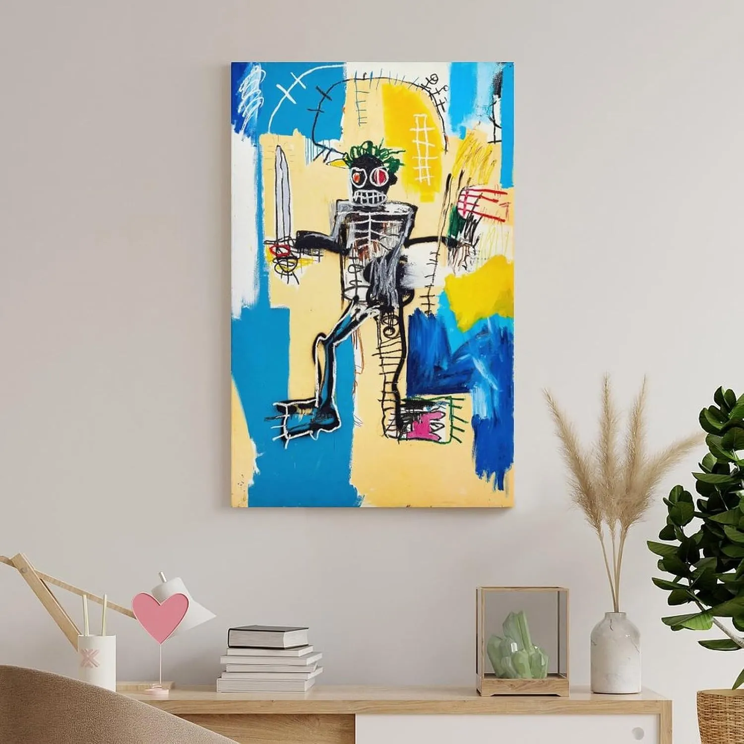 LINYISHU Jean-Michel Basquiat Poster Graffiti Street Warrior Wall Art Poster Canvas Printing Decorative Painting; Unframe; 24x36inch(60x90cm)