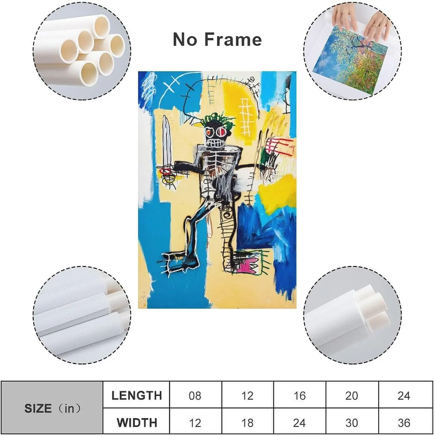 LINYISHU Jean-Michel Basquiat Poster Graffiti Street Warrior Wall Art Poster Canvas Printing Decorative Painting; Unframe; 24x36inch(60x90cm)