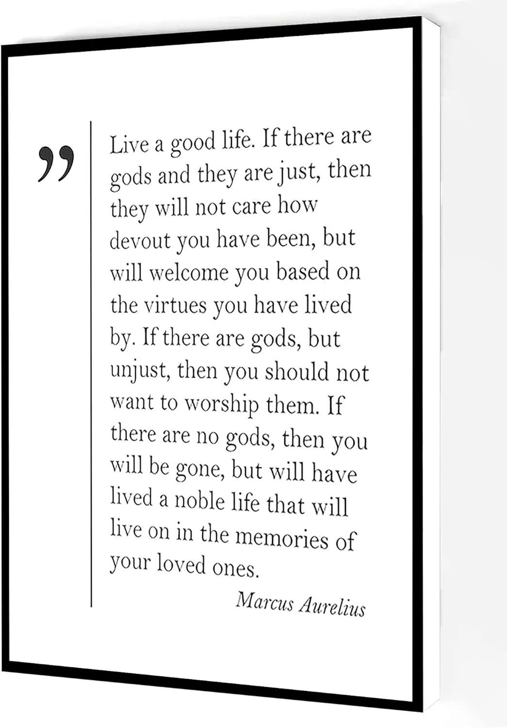 Live A Good Ilfe Canvas Wall Art,Marcus Aurelius Quote Poster,Philosophy Quotes Prints Modern Artwork Painting For Living Room Office Home Decoration 16''x24'' Framed