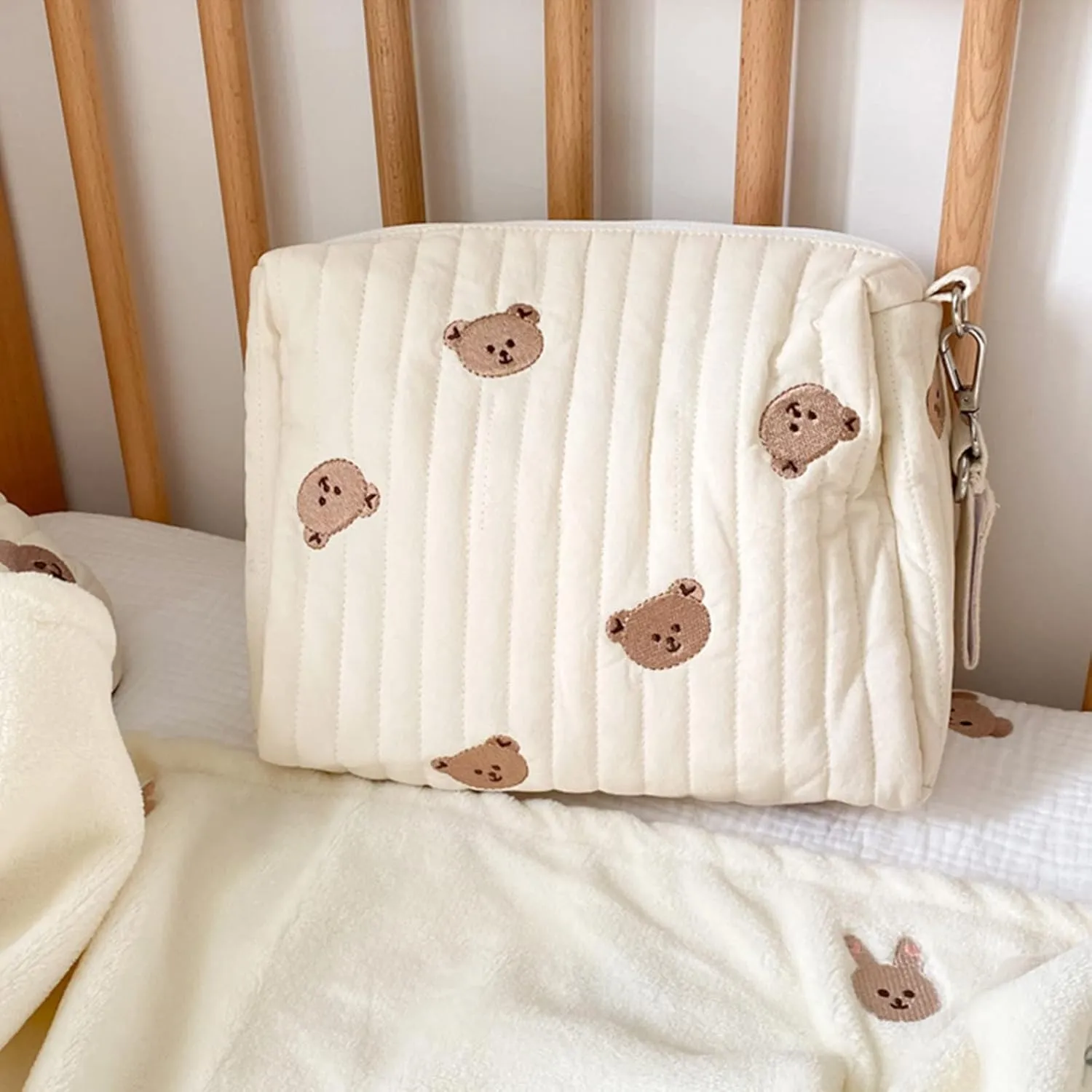 Lmbabter Baby Stroller Storage Bag Diaper Bag Infant Carriages Diaper Organizer Pouches Embroidered Mommy Bag for Outdoor