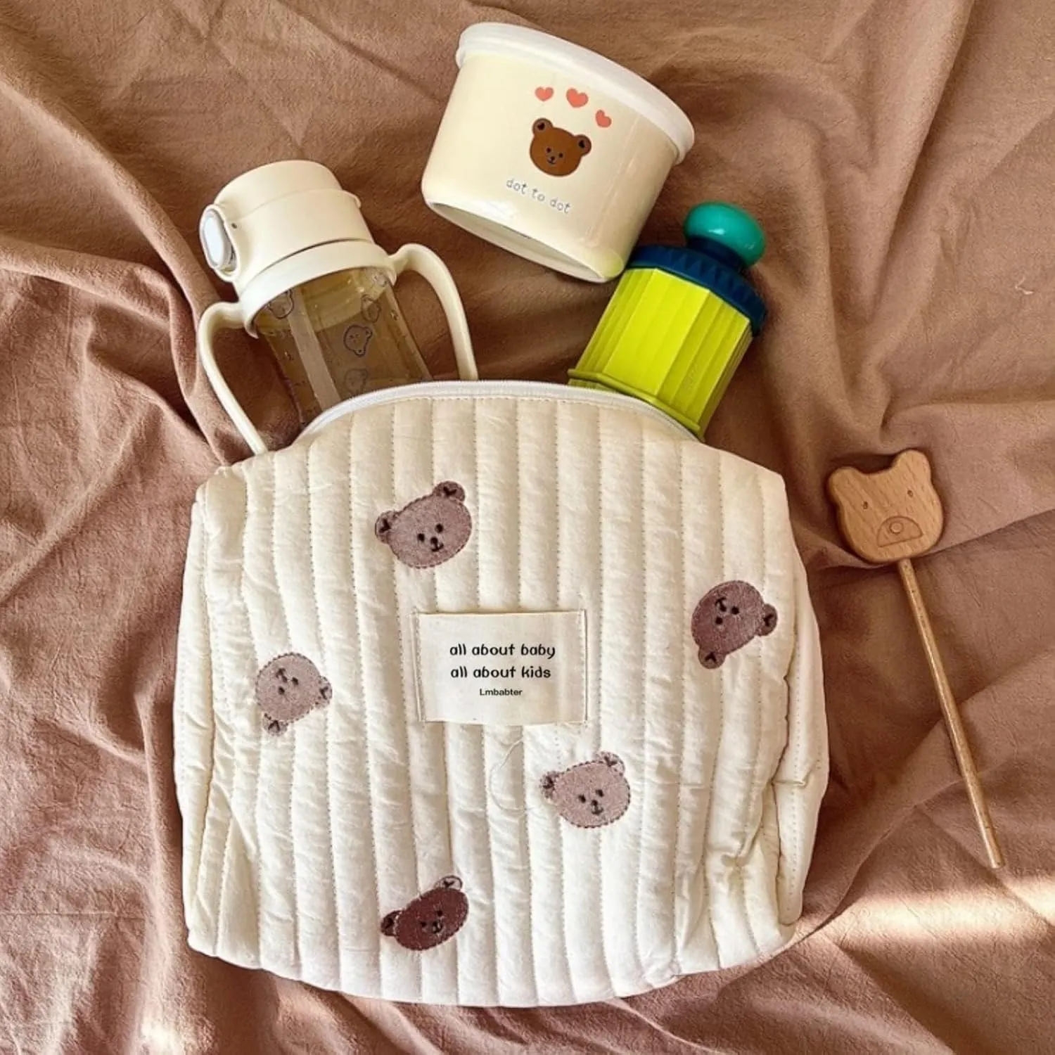 Lmbabter Baby Stroller Storage Bag Diaper Bag Infant Carriages Diaper Organizer Pouches Embroidered Mommy Bag for Outdoor
