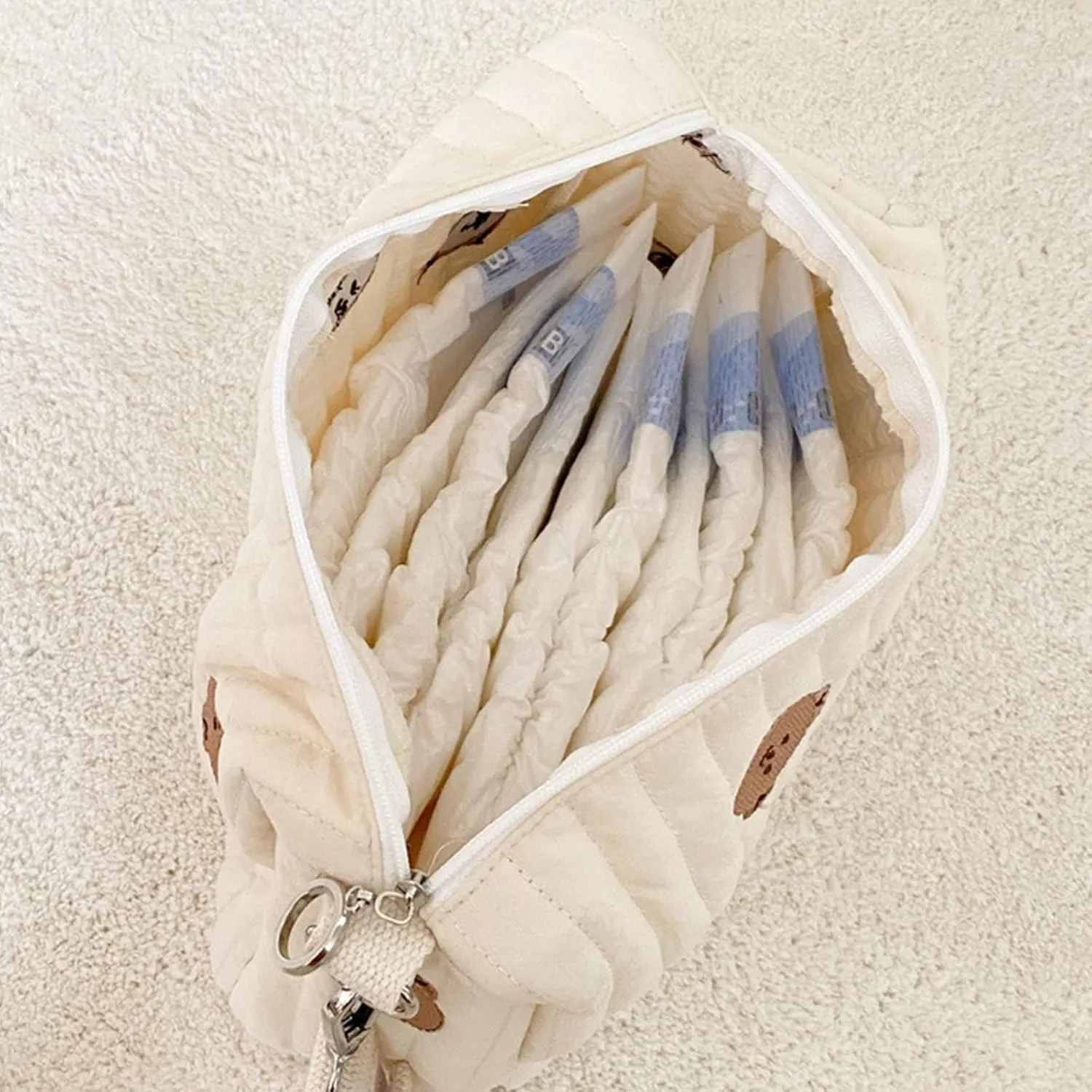 Lmbabter Baby Stroller Storage Bag Diaper Bag Infant Carriages Diaper Organizer Pouches Embroidered Mommy Bag for Outdoor
