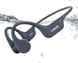 LOBKIN Bone Conduction Headphones Bluetooth 5.4 Swimming Headphones Underwater IP68 Waterproof Open Ear Sports Bone Conduction Earphones with Mic and Built-in 32GB MP3 for Running,Cycling,Gym