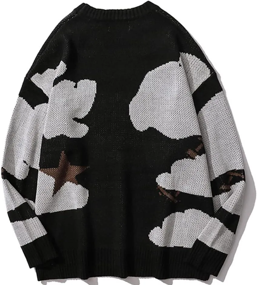 Long Sleeve Crewneck Anime Rapper Knit Sweater Harajuku Hip Hop Rap Vintage Knitted Sweater Streetwear