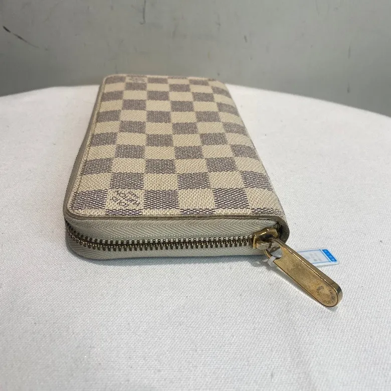 LOUIS VUITTON Damier Azur Long Wallet Ivory Checkered Canvas
