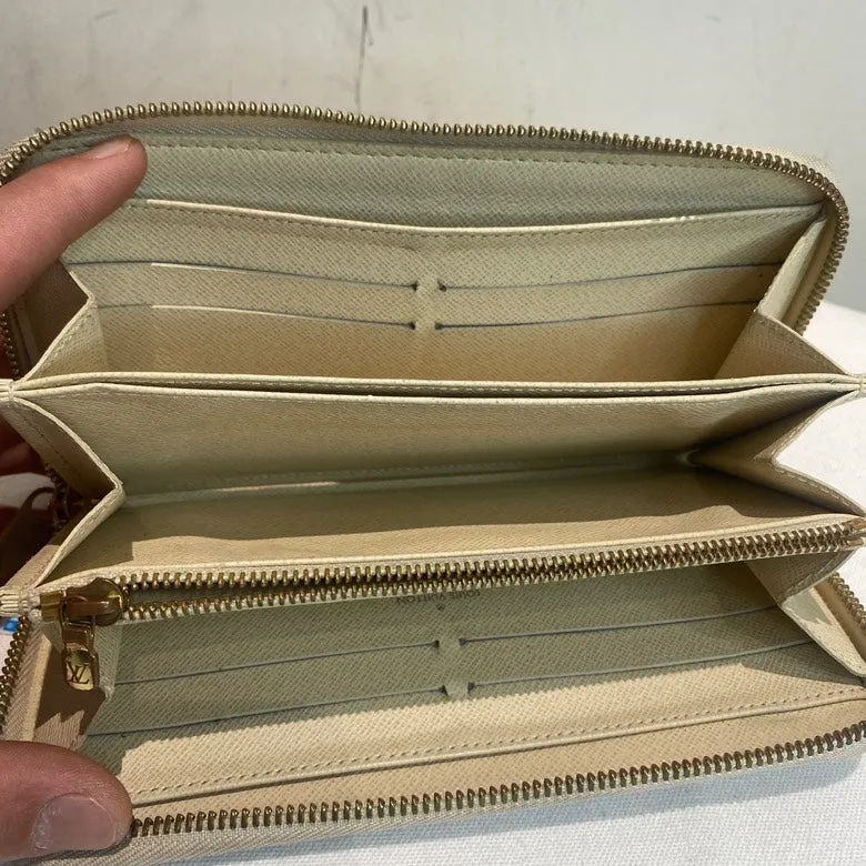 LOUIS VUITTON Damier Azur Long Wallet Ivory Checkered Canvas