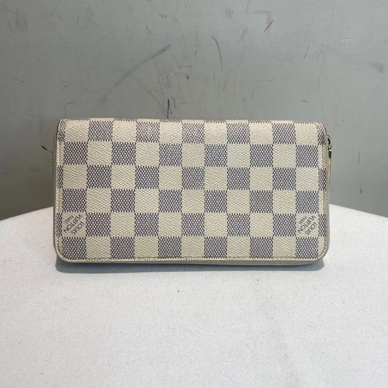 LOUIS VUITTON Damier Azur Long Wallet Ivory Checkered Canvas