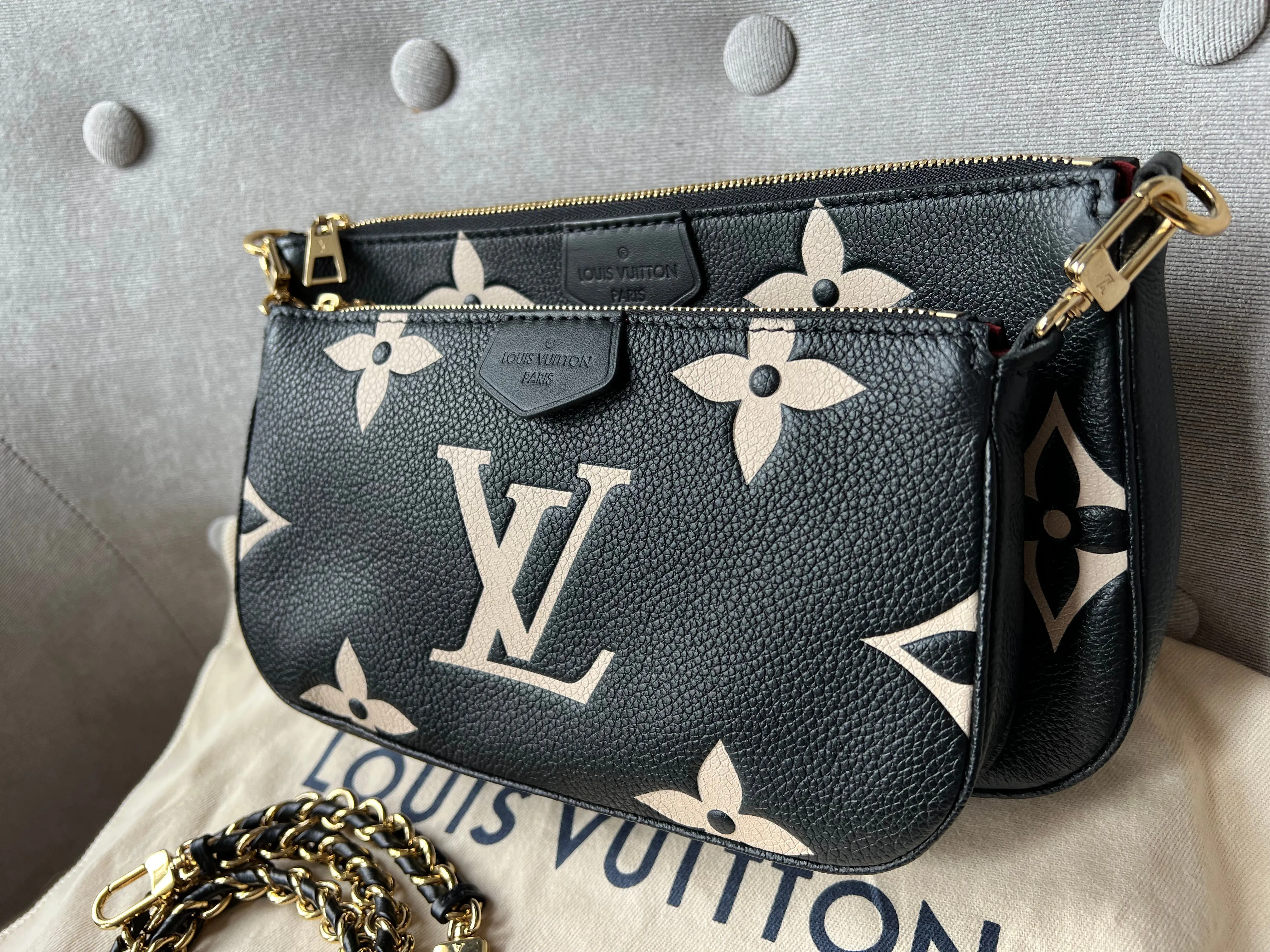 Louis Vuitton Multi Pochette Accessoires Black Beige Empreinte (RRP £2120)