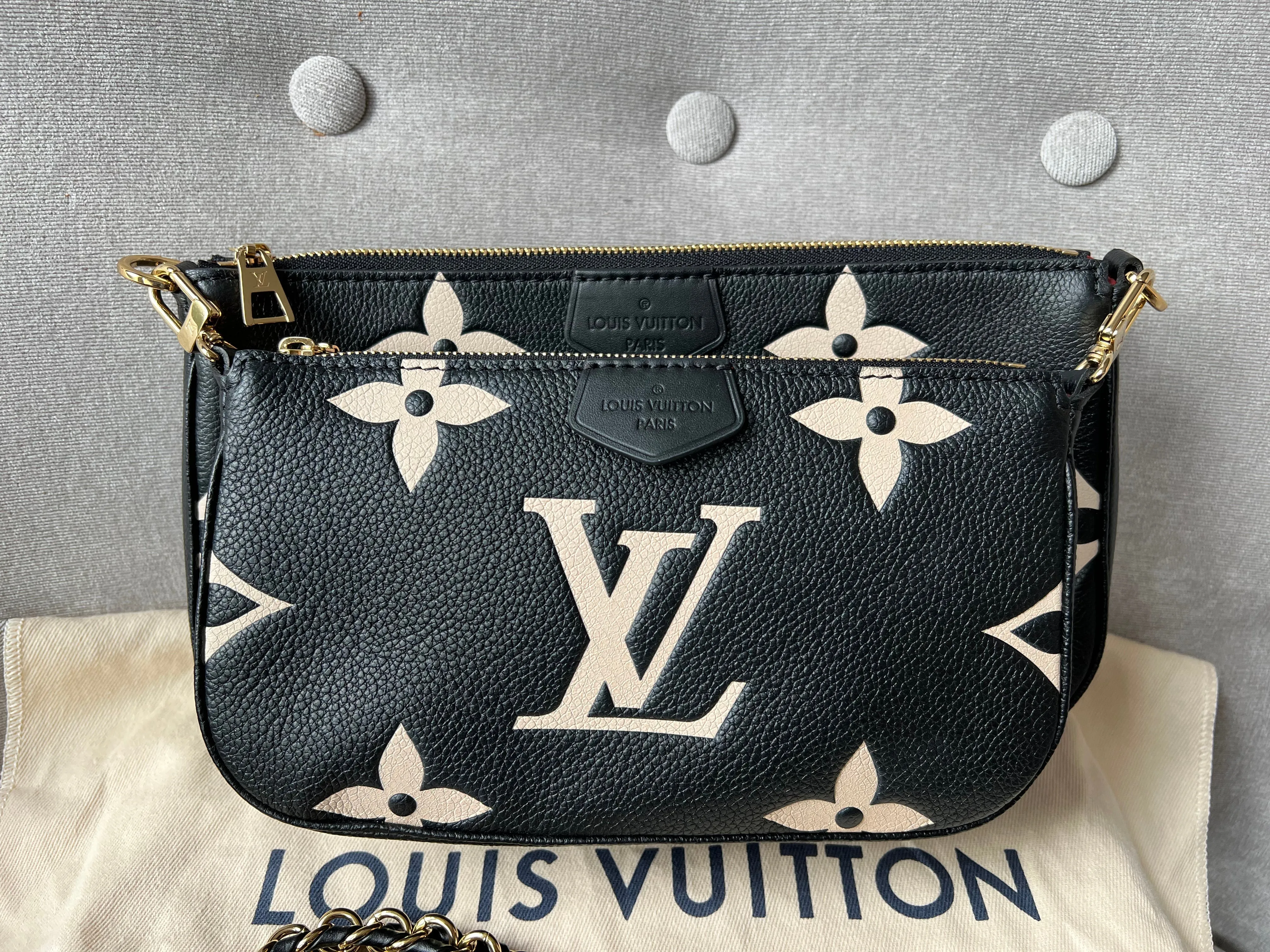 Louis Vuitton Multi Pochette Accessoires Black Beige Empreinte (RRP £2120)