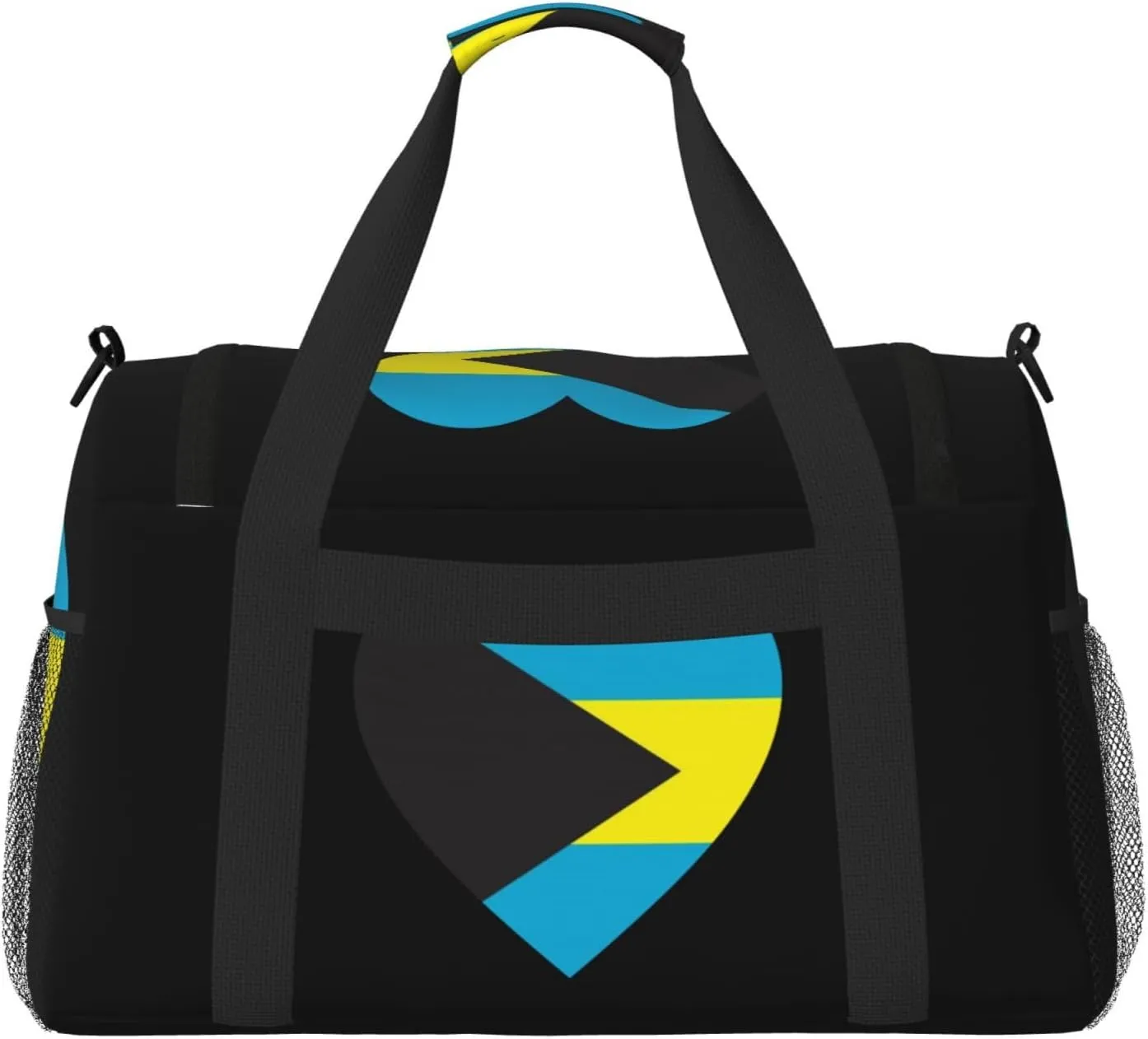 Love Bahamas Flag Travel Duffel Bag Large Foldable Waterproof Overnight Bag For Beach Swim Bags Pool Sports Gym