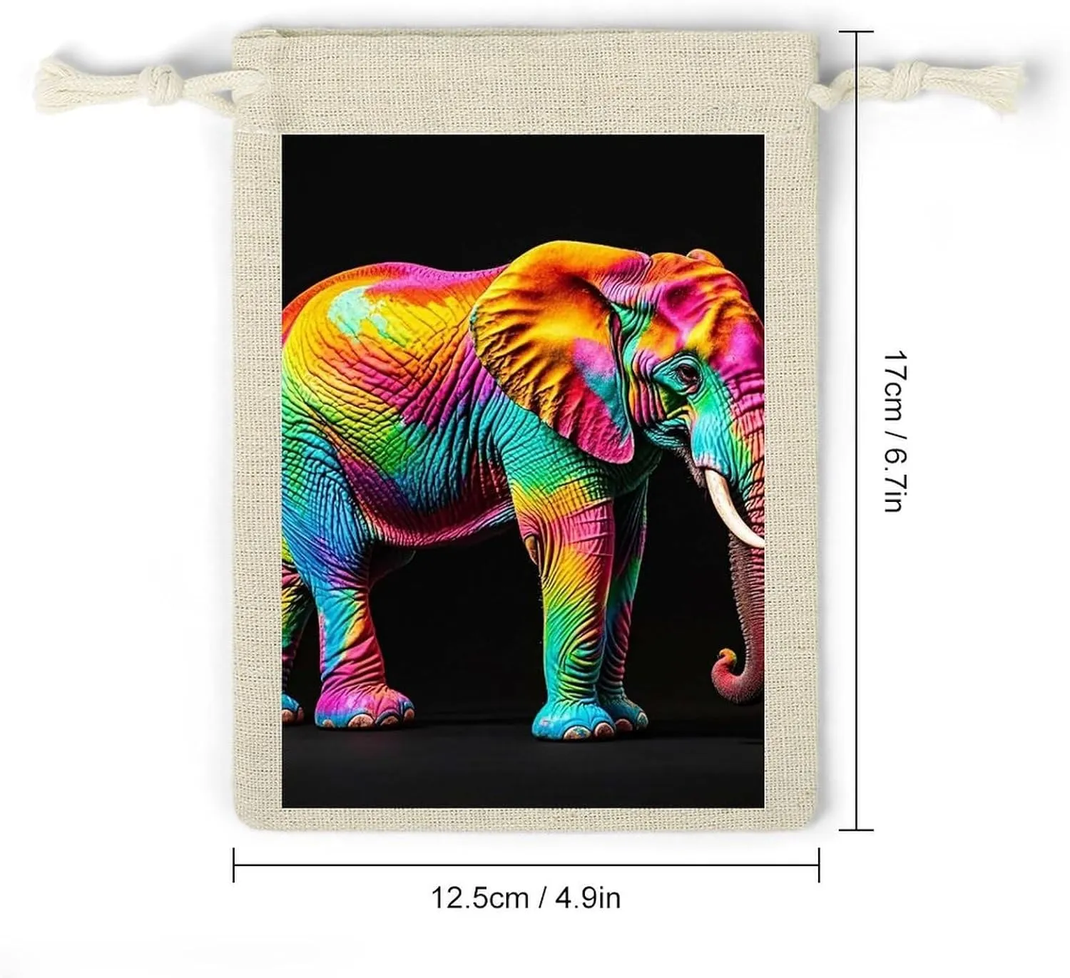 LPSADGF 8 PCS Colorful Elephants Drawstring Gift Bags Reusable Cotton Linen Storage Pouches for Christmas, Weddings, Parties, Favors 4.9"x6.7" Small Burlap Bags