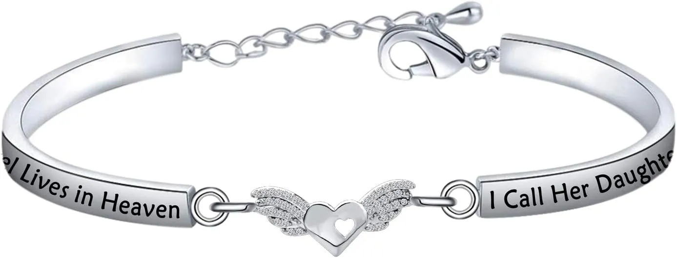 LQRI Memorial Bracelet Loss of Family Member Gift My Guardian Angel Lives in Heaven I Call Him/Her Grandpa Son Grandma Mom