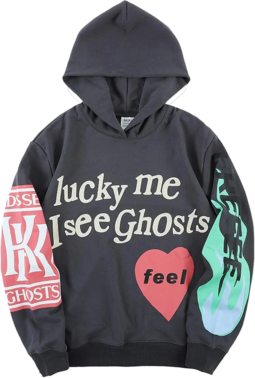 Lucky I See Ghosts Hoodie KY West Hoodie Men's Vintage Graphic Hip Hop Pullover Heavyweight Hoodies