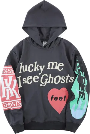 Lucky I See Ghosts Hoodie KY West Hoodie Men's Vintage Graphic Hip Hop Pullover Heavyweight Hoodies