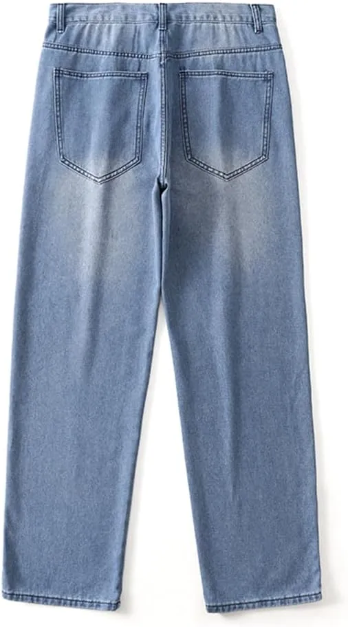 LUOBANIU Men's Baggy Jeans Hip Hop Loose fit 90s Vintage Denim Pants Dance Skater Skateboard Pants Straight Leg Jeans