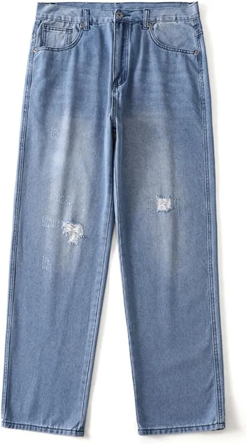 LUOBANIU Men's Baggy Jeans Hip Hop Loose fit 90s Vintage Denim Pants Dance Skater Skateboard Pants Straight Leg Jeans