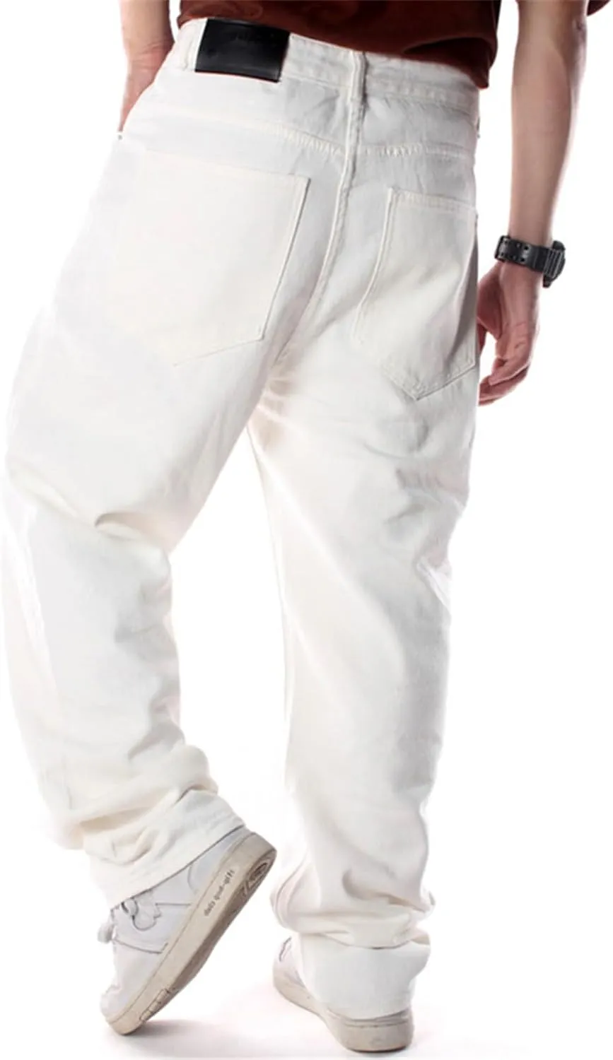 LUOBANIU Men's Baggy Jeans Loose Fit Wide Leg 90s Vintage Denim Fashion Hip-hop Dance Skater Skateboard Pants
