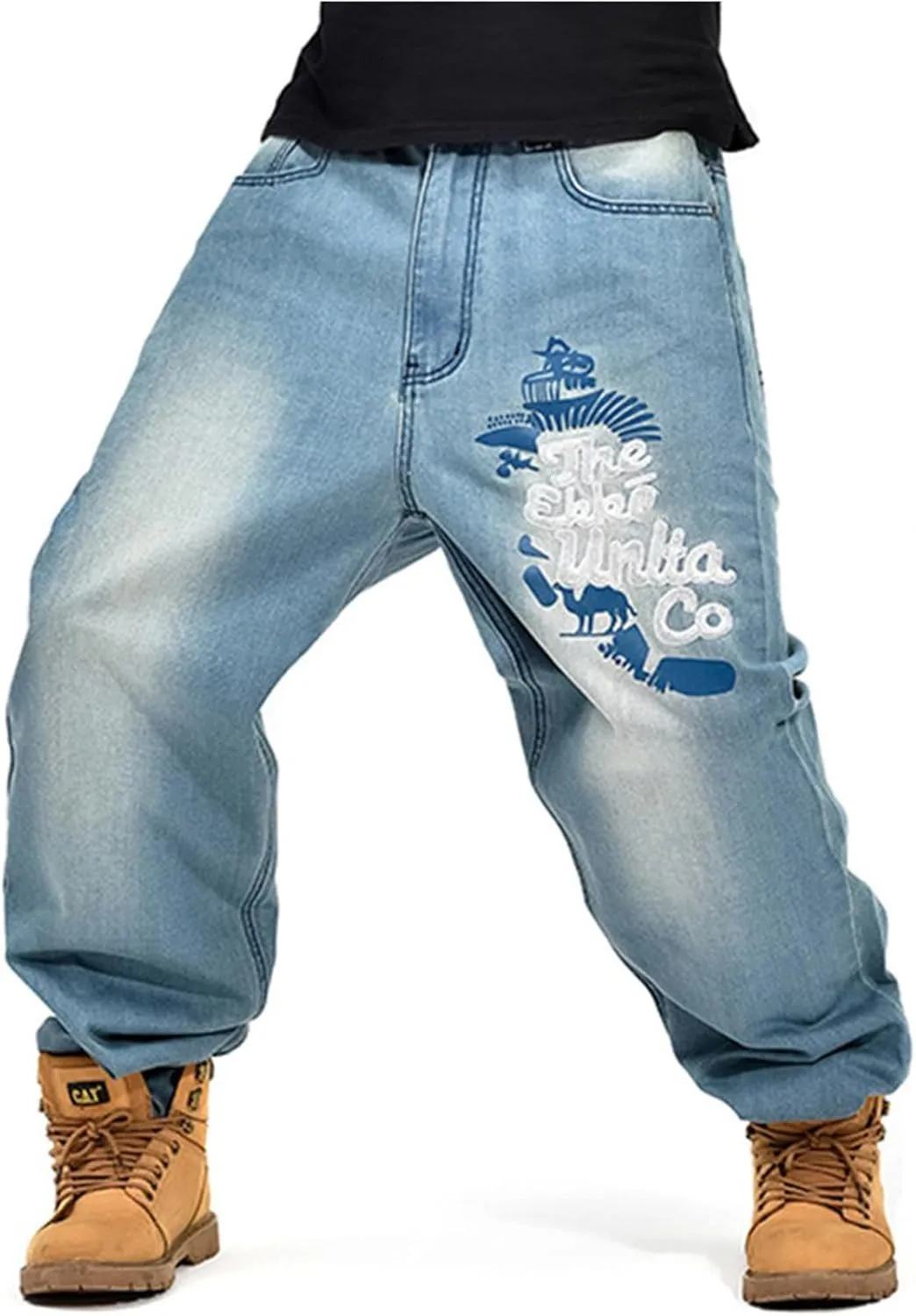 LUOBANIU Men's Baggy Jeans Loose Fit Y2K Vintage Embroidered Denim Fashion Hip-hop Dance Skater Skateboard Pants