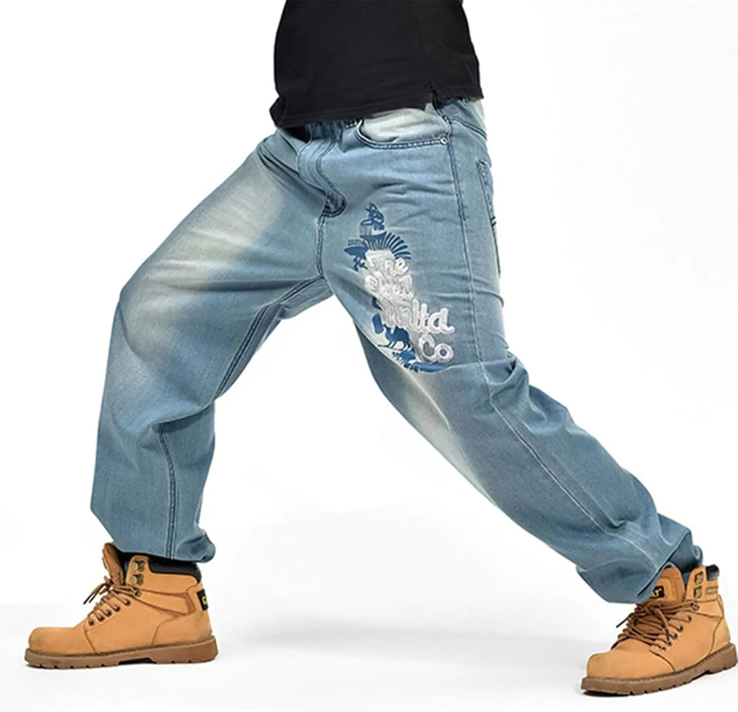 LUOBANIU Men's Baggy Jeans Loose Fit Y2K Vintage Embroidered Denim Fashion Hip-hop Dance Skater Skateboard Pants