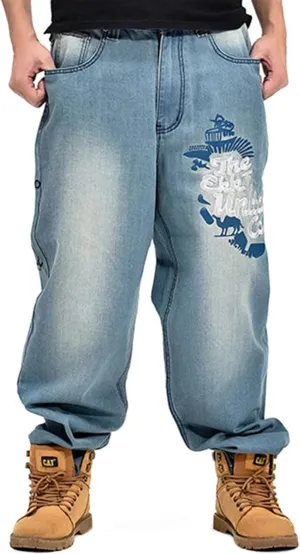 LUOBANIU Men's Baggy Jeans Loose Fit Y2K Vintage Embroidered Denim Fashion Hip-hop Dance Skater Skateboard Pants