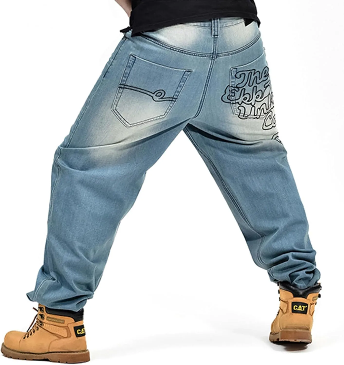 LUOBANIU Men's Baggy Jeans Loose Fit Y2K Vintage Embroidered Denim Fashion Hip-hop Dance Skater Skateboard Pants