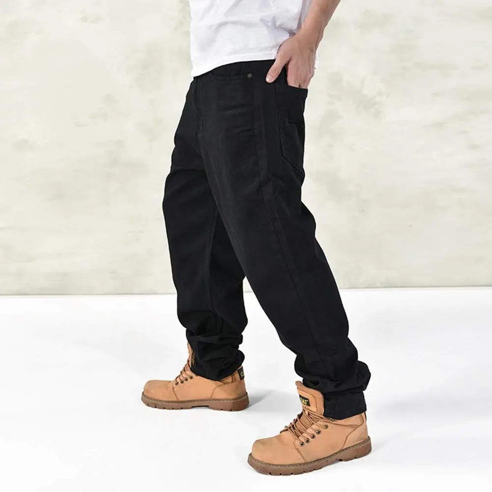 LUOBANIU Men's Black Baggy Jeans Hip Hop Loose fit 90s Vintage Cargo Denim Pants Fashion Dance Skater Skateboard Pants