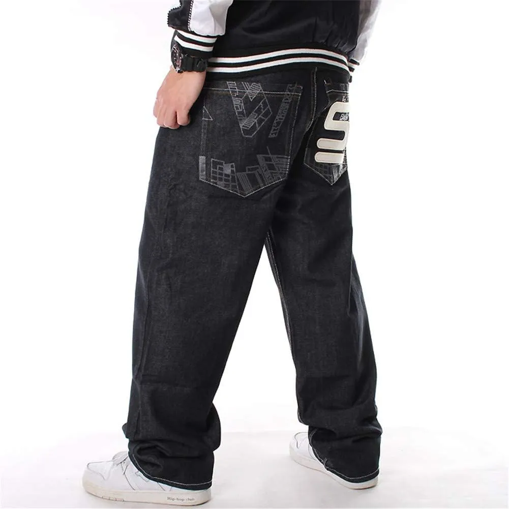 LUOBANIU Men's Black Baggy Jeans Hip Hop Loose fit 90s Vintage Cargo Denim Pants Fashion Dance Skater Skateboard Pants