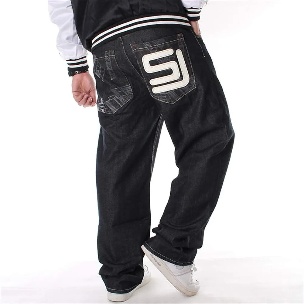 LUOBANIU Men's Black Baggy Jeans Hip Hop Loose fit 90s Vintage Cargo Denim Pants Fashion Dance Skater Skateboard Pants