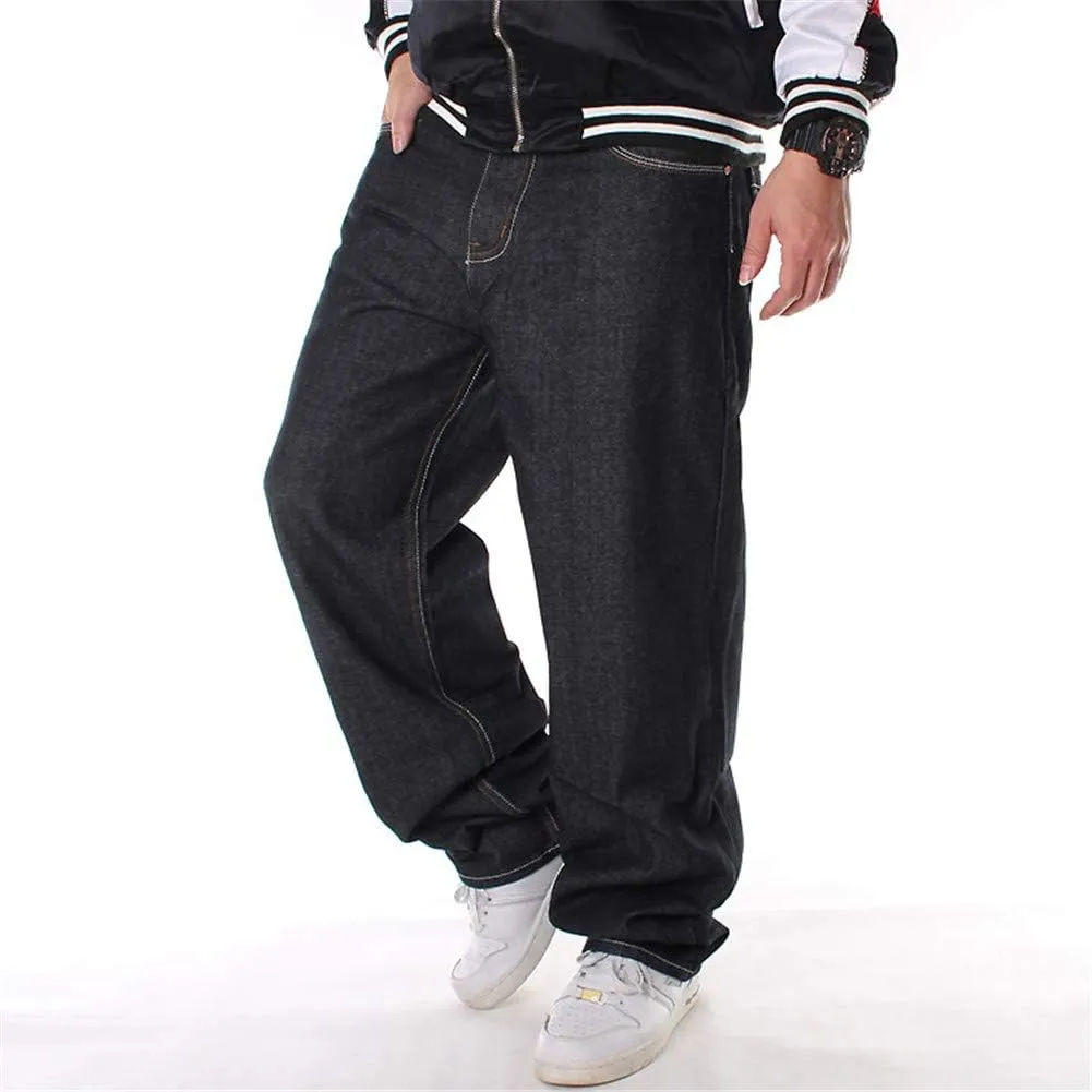LUOBANIU Men's Black Baggy Jeans Hip Hop Loose fit 90s Vintage Cargo Denim Pants Fashion Dance Skater Skateboard Pants
