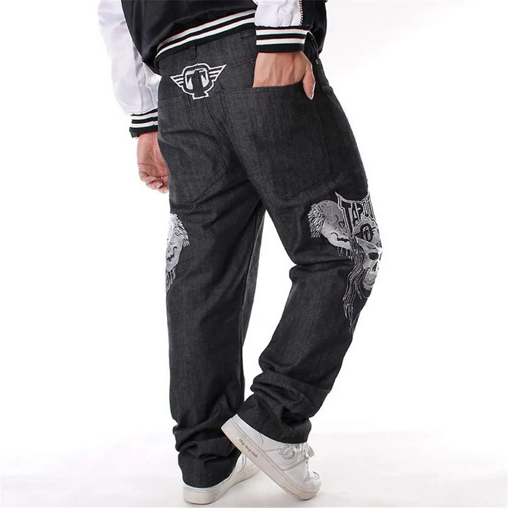 LUOBANIU Men's Black Baggy Jeans Hip Hop Loose fit 90s Vintage Cargo Denim Pants Fashion Dance Skater Skateboard Pants