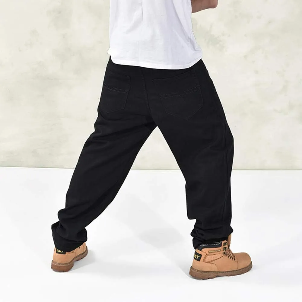 LUOBANIU Men's Black Baggy Jeans Hip Hop Loose fit 90s Vintage Cargo Denim Pants Fashion Dance Skater Skateboard Pants