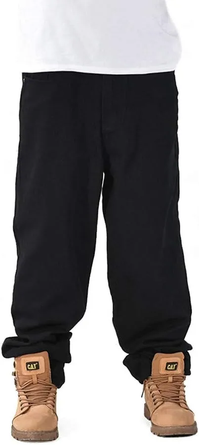 LUOBANIU Men's Black Baggy Jeans Hip Hop Loose fit 90s Vintage Cargo Denim Pants Fashion Dance Skater Skateboard Pants