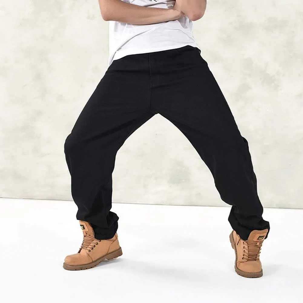 LUOBANIU Men's Black Baggy Jeans Hip Hop Loose fit 90s Vintage Cargo Denim Pants Fashion Dance Skater Skateboard Pants