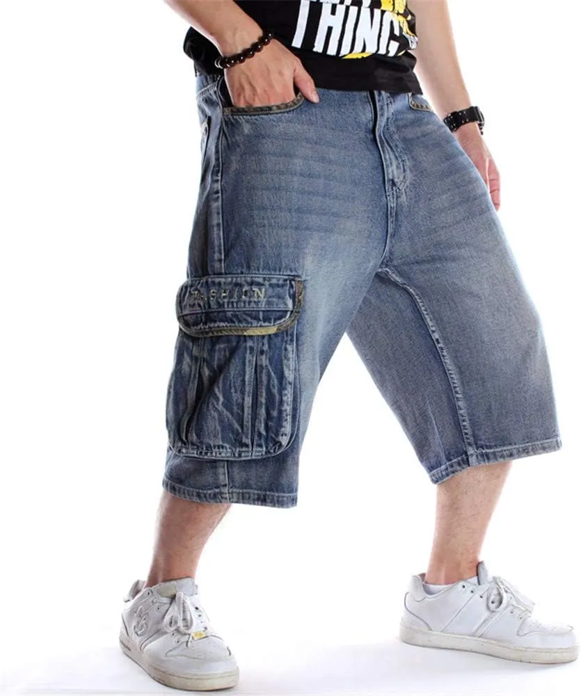 LUOBANIU Men's Denim Casual Baggy Jean Classic Loose Fit Summer Vintage 90S Skateboard Jogging Dance Shorts