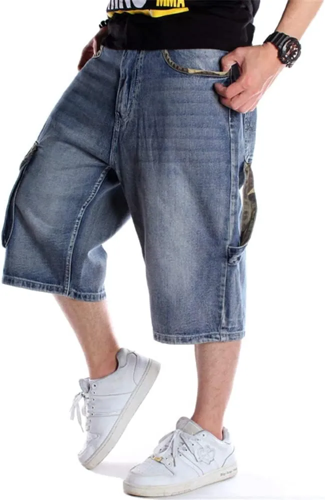 LUOBANIU Men's Denim Casual Baggy Jean Classic Loose Fit Summer Vintage 90S Skateboard Jogging Dance Shorts