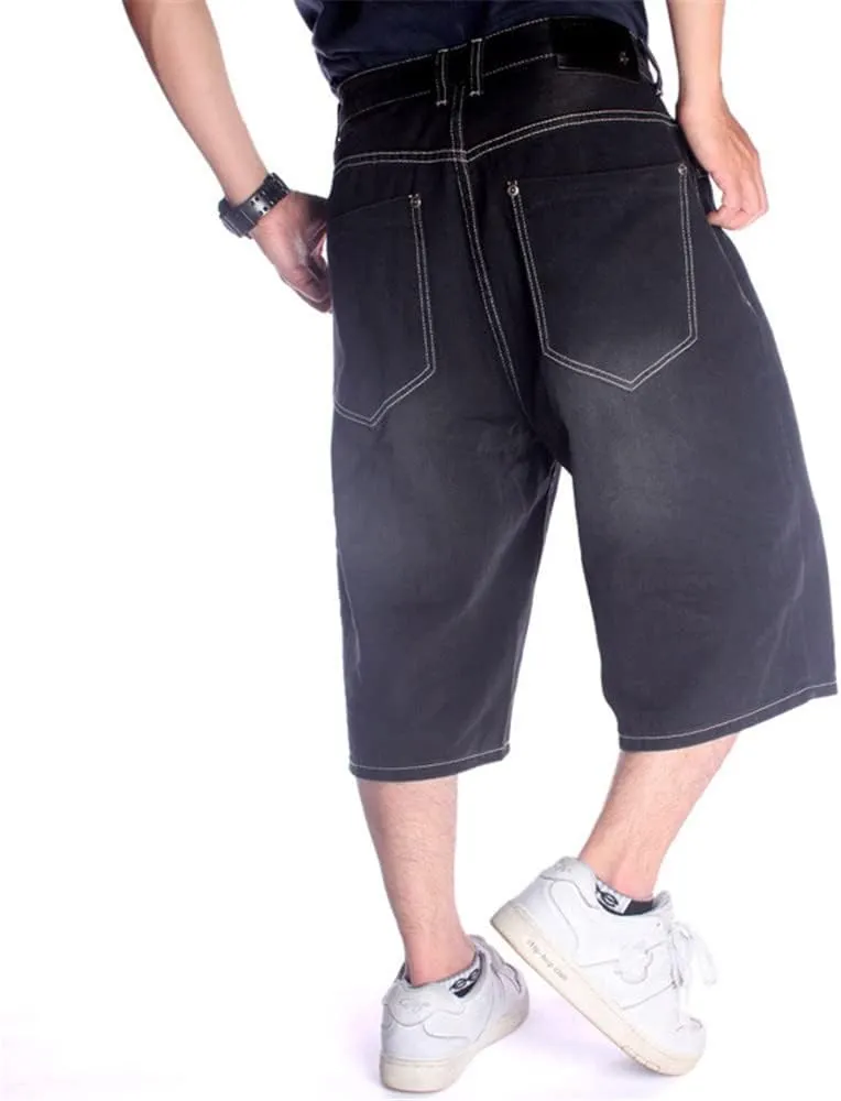 LUOBANIU Men's Denim Casual Baggy Jean Classic Loose Fit Summer Vintage 90S Skateboard Jogging Dance Shorts