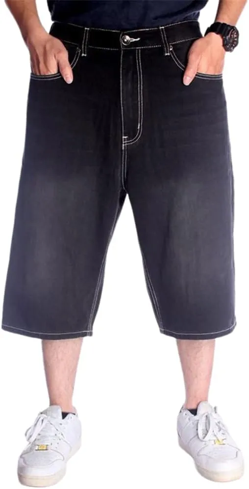 LUOBANIU Men's Denim Casual Baggy Jean Classic Loose Fit Summer Vintage 90S Skateboard Jogging Dance Shorts