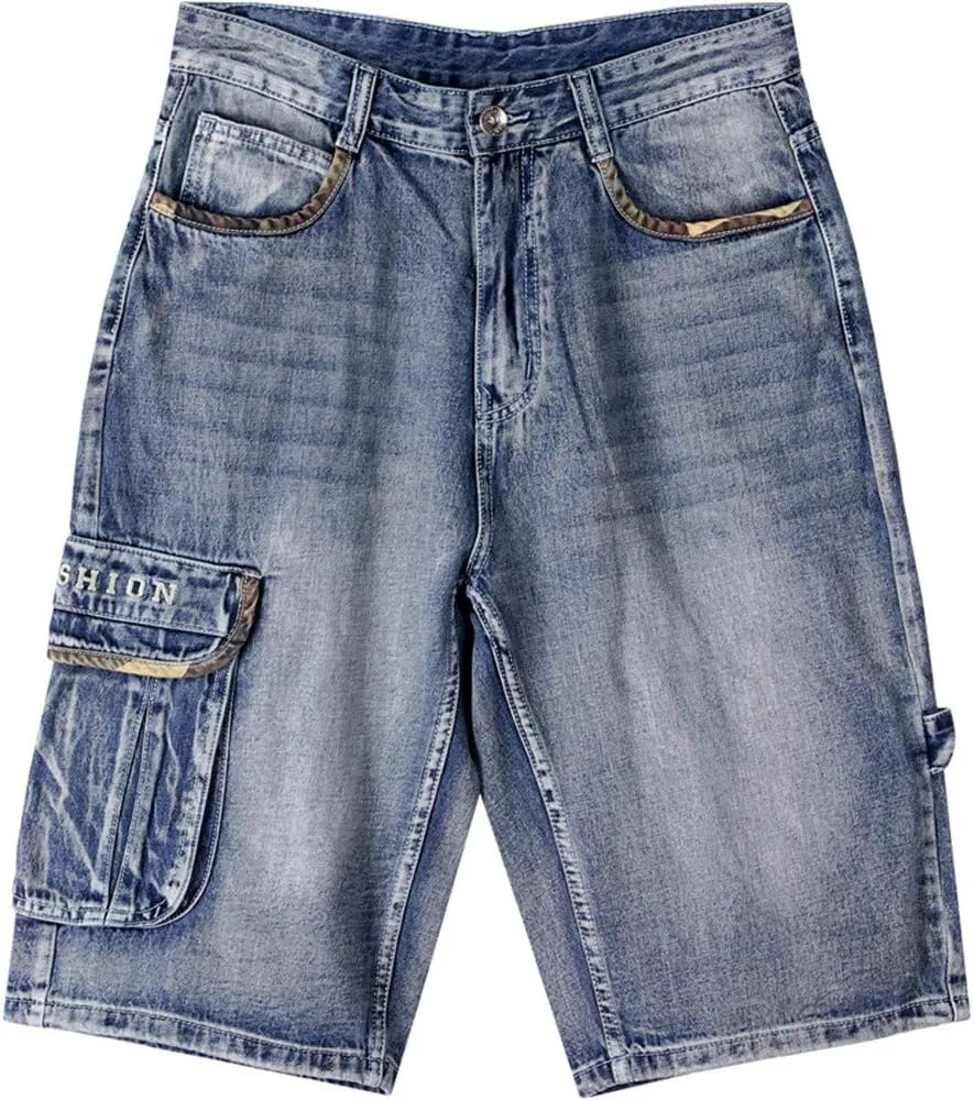 LUOBANIU Men's Denim Casual Baggy Jean Classic Loose Fit Summer Vintage 90S Skateboard Jogging Dance Shorts