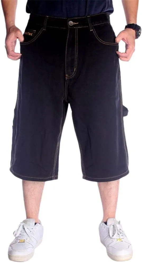 LUOBANIU Men's Denim Casual Baggy Jean Classic Loose Fit Summer Vintage 90S Skateboard Jogging Dance Shorts