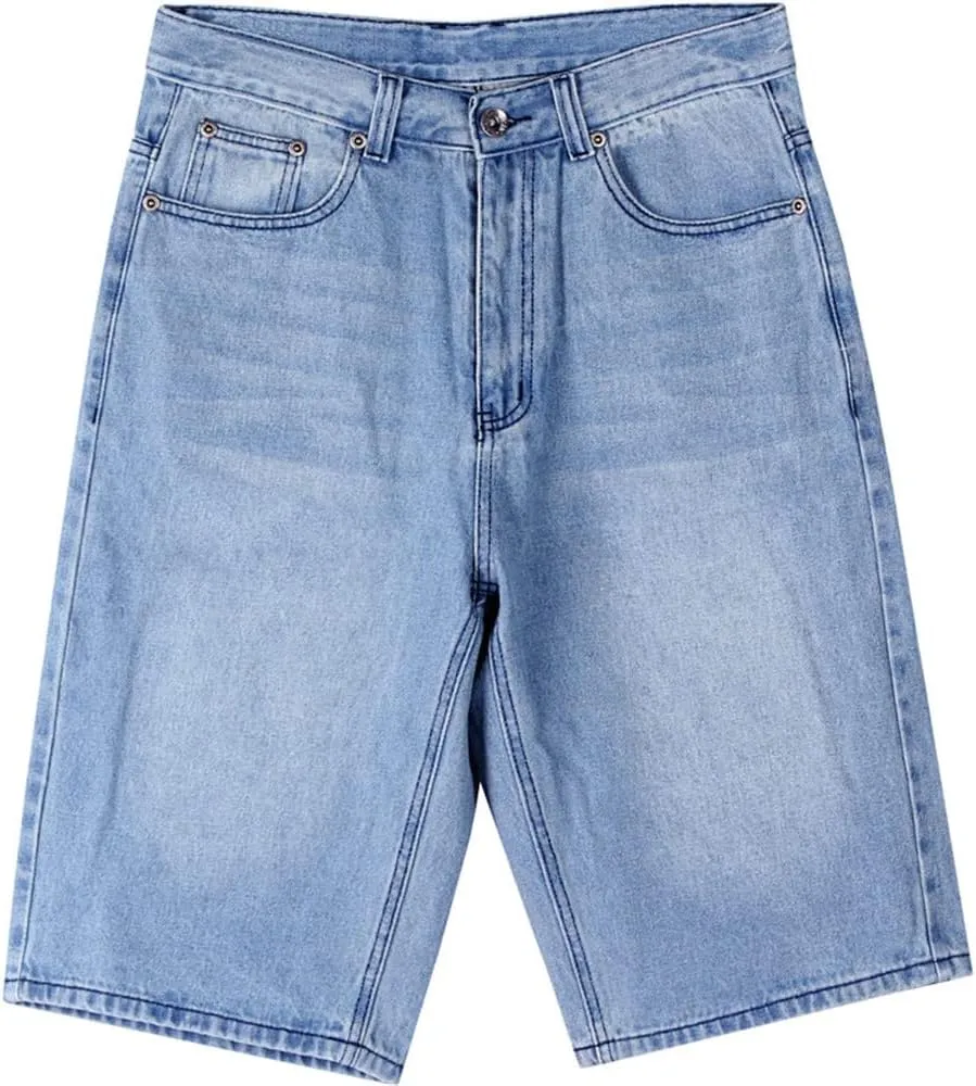LUOBANIU Men's Denim Casual Baggy Jean Classic Loose Fit Summer Vintage 90S Skateboard Jogging Dance Shorts