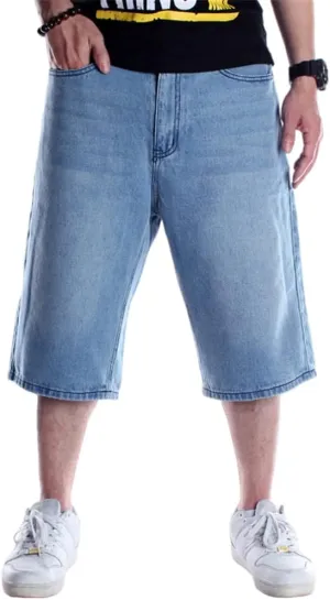 LUOBANIU Men's Denim Shorts Casual Baggy Jean Shorts Classic Loose Fit Summer Vintage 90S Skateboard Jogging Dance Shorts