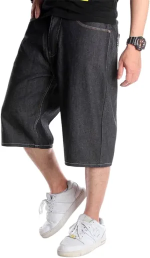 LUOBANIU Men's Denim Shorts Casual Baggy Jean Shorts Classic Loose Fit Summer Vintage 90S Skateboard Jogging Dance Shorts