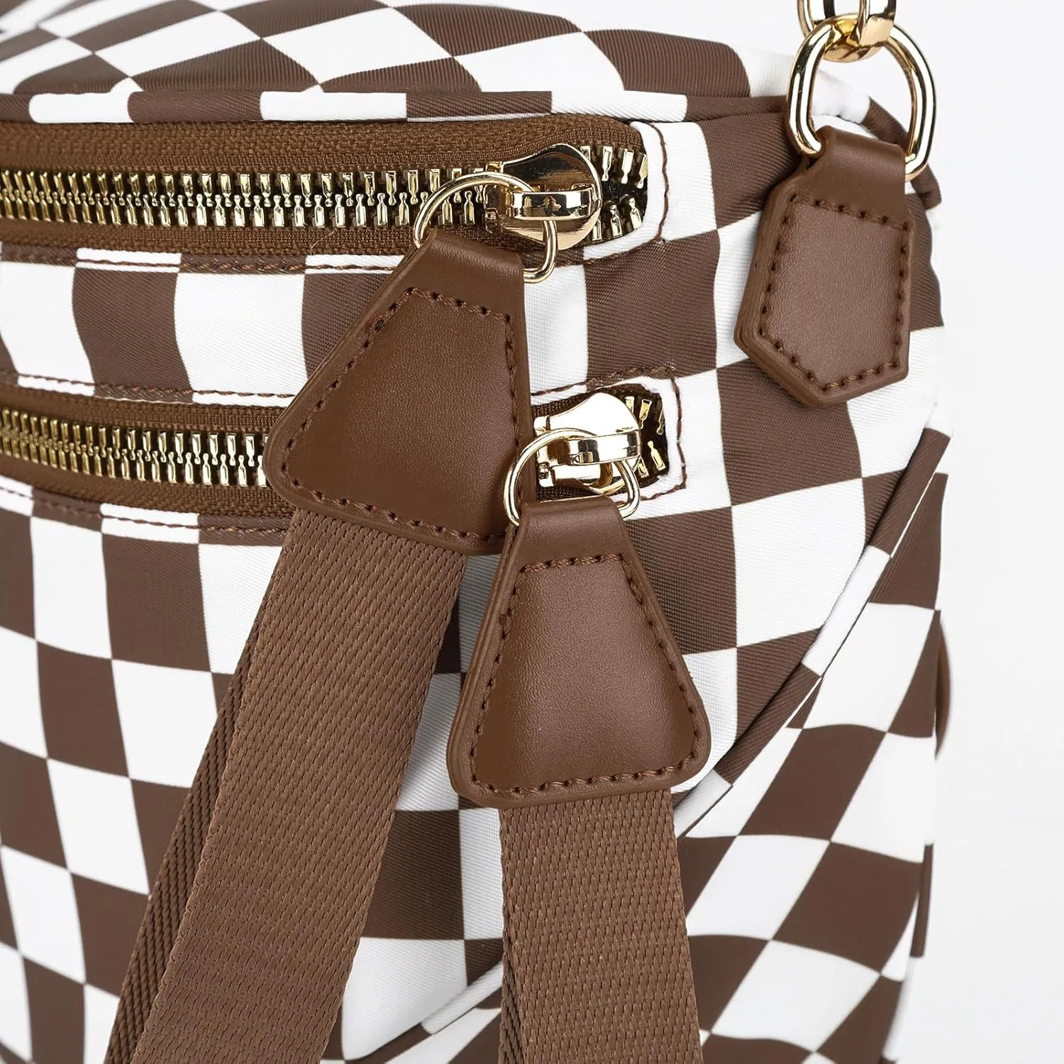 Lushandy Checkered Crossbody Bags for Women, Bum Bag Nylon Checkered Shoulder Bag Large Hobo Crossbody Purse for Travel
